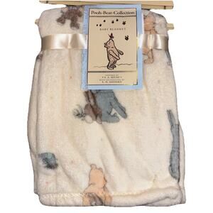Winnie the Pooh Bear Collection Baby Blanket Classic Piglet Eeyore Teddy Cream